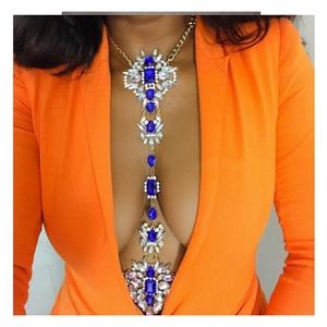 Blue and gold body necklace chain